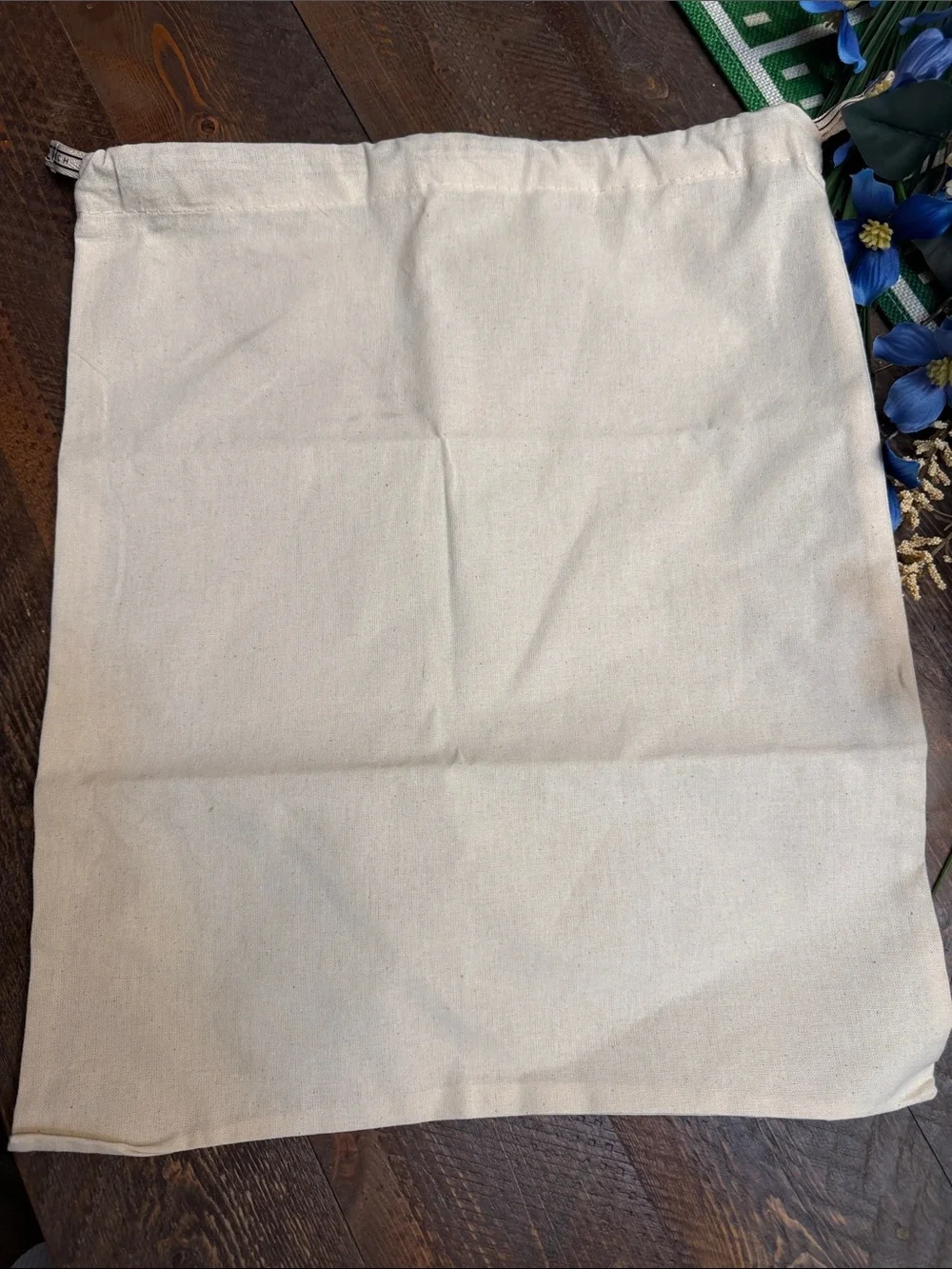 Tory Burch Cream Cotton Canvas Dust Bag Drawstring Protective Pouch